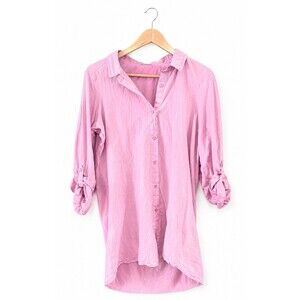 Shimera By Nordstrom Tunic Top Womens S Orchid Pink High Low Button Down Blouse